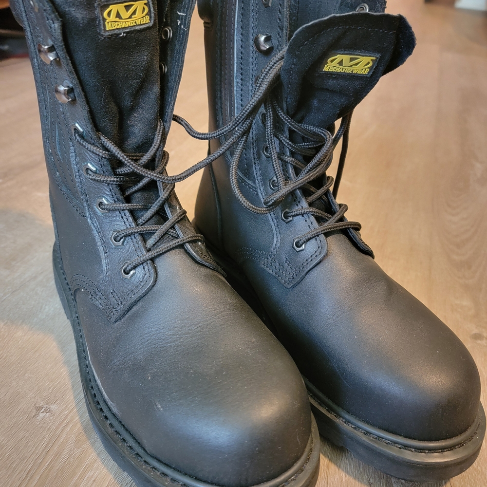 Black Leather Lace-Up Boots